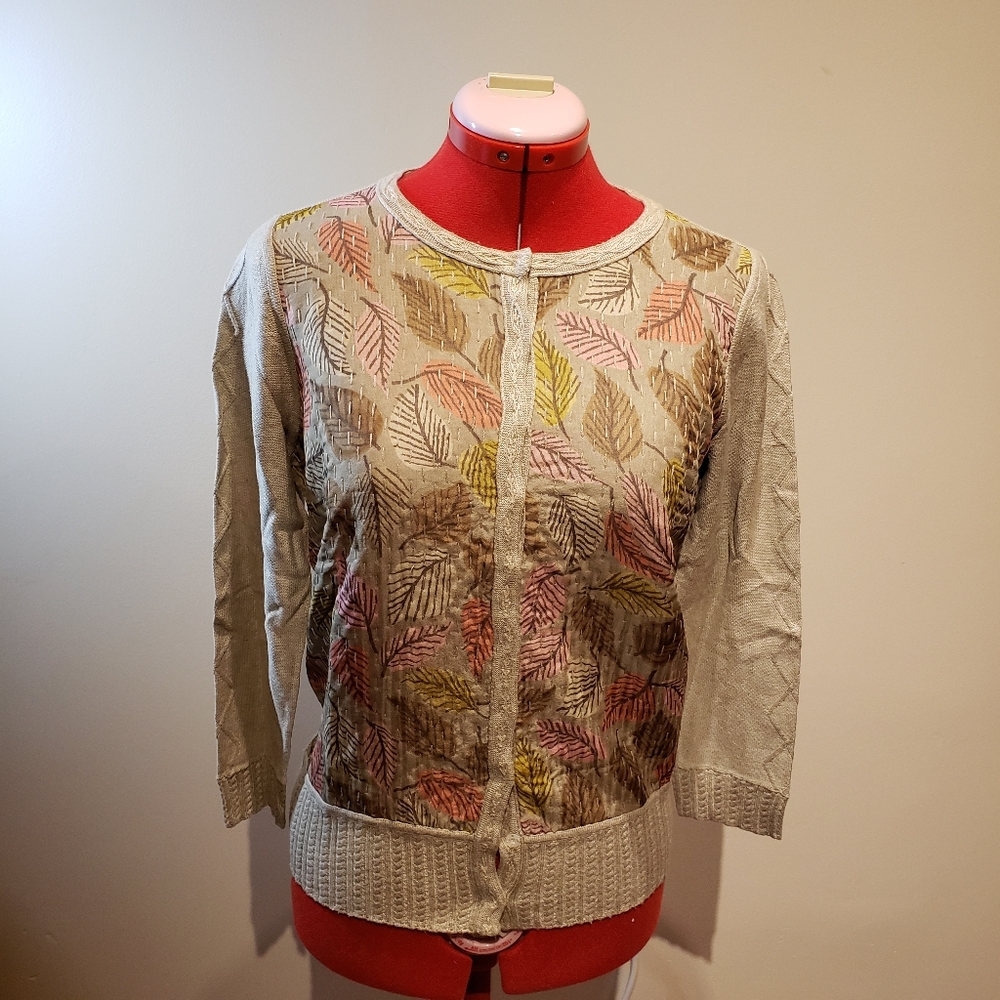NWT Sigrid Olsen Silk Front Cardigan
